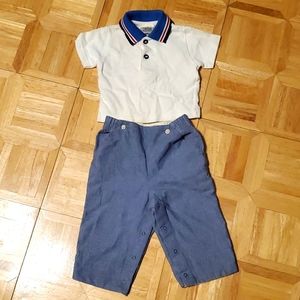 Baby polo shirt and pants outfit